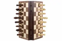 Szachy magnetyczne drewniane 31 cm (orzech/klon) intarsjowane Szachy magnetyczne drewniane 31 cm (orzech/klon) intarsjowane