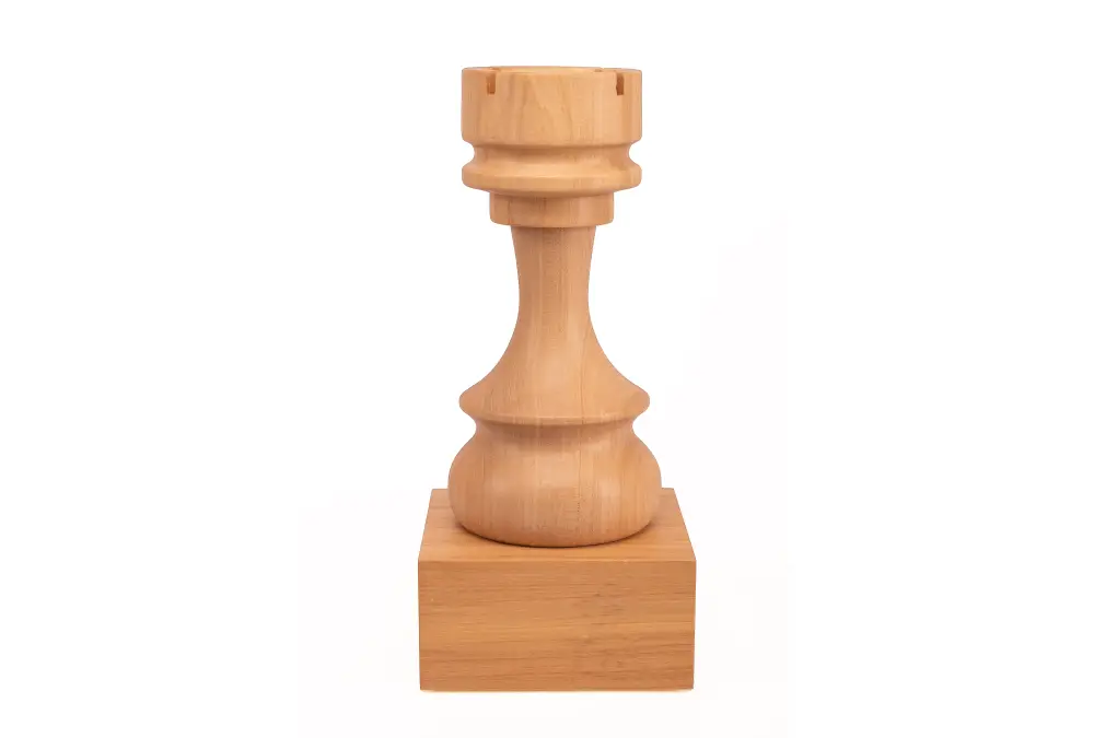 Puchar szachowy drewniany - Biała wieża (27 cm)