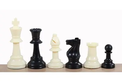 Figury szachowe Staunton nr 6, białe/czarne, dociążane metalem (król 96 mm)