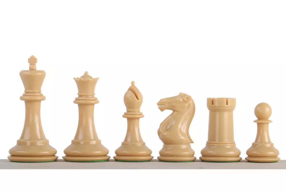 Figury szachowe Exclusive Staunton nr 6, kremowe/czarne, dociążane metalem (król 95 mm)