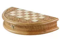 Szachy Rubin - ręcznie rzeźbiona okrągła kaseta (33cm)