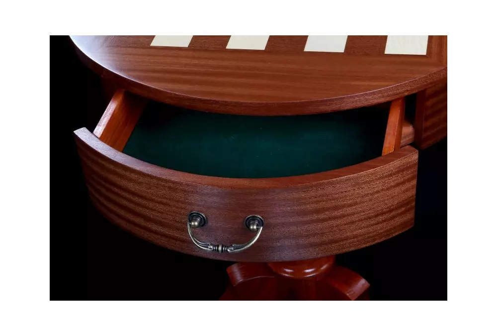 Stolik szachowy de Lux, okrągły, bez figur (wysokość 77 cm)