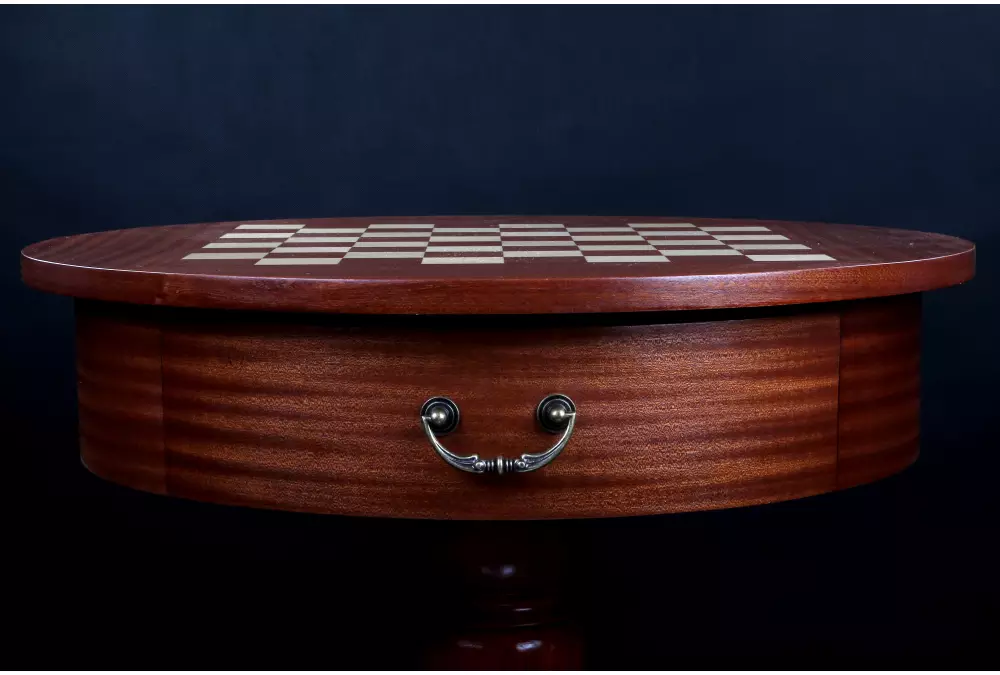 Stolik szachowy de Lux, okrągły, bez figur (wysokość 77 cm)