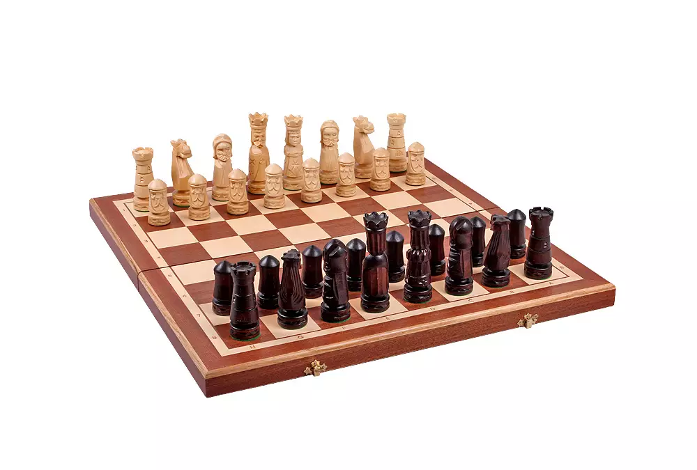 DUŻE SZACHY ZAMKOWE (56x56cm) intarsja