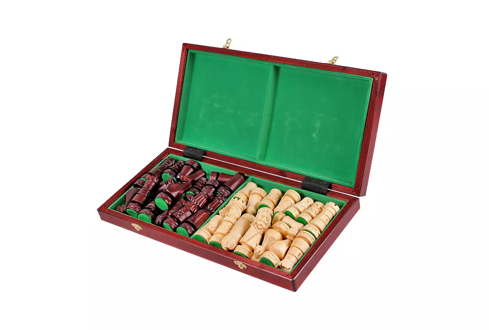 DUŻE SZACHY ZAMKOWE Rzeźbione Drewniane (49x48 cm)