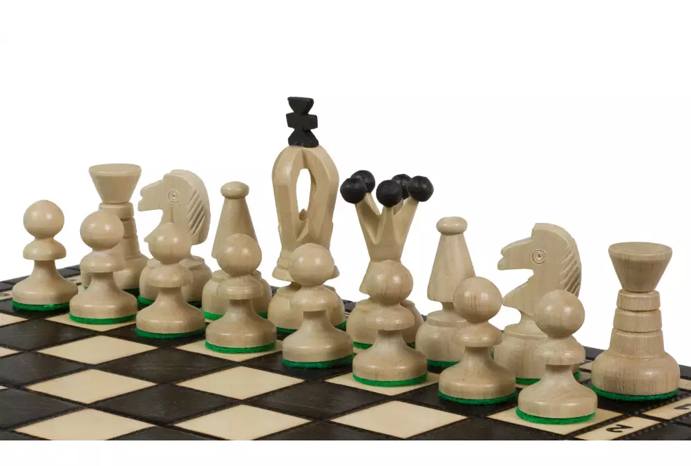 SZACHY KRÓLEWSKIE MAŁE (28,5 x 28 cm) klonowe, ozdobne, czarne