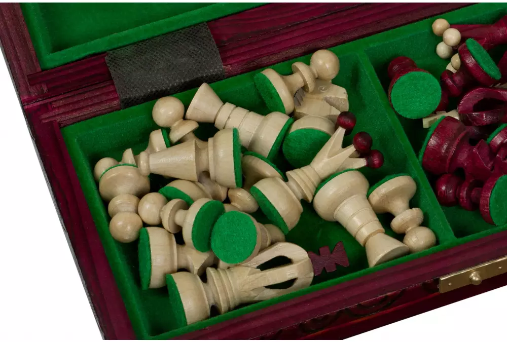 SZACHY KRÓLEWSKIE MAŁE (30x30cm) klonowe, ozdobne, wiśniowe