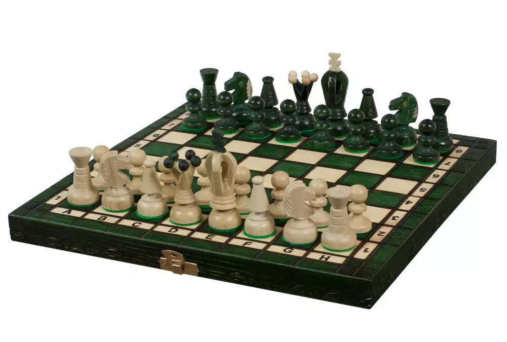 SZACHY KRÓLEWSKIE MAŁE (30x30cm) klonowe, ozdobne, zielone