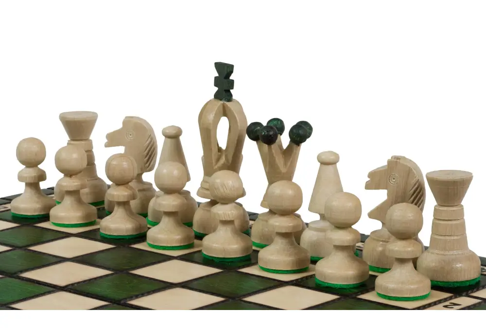 SZACHY KRÓLEWSKIE MAŁE (30x30cm) klonowe, ozdobne, zielone