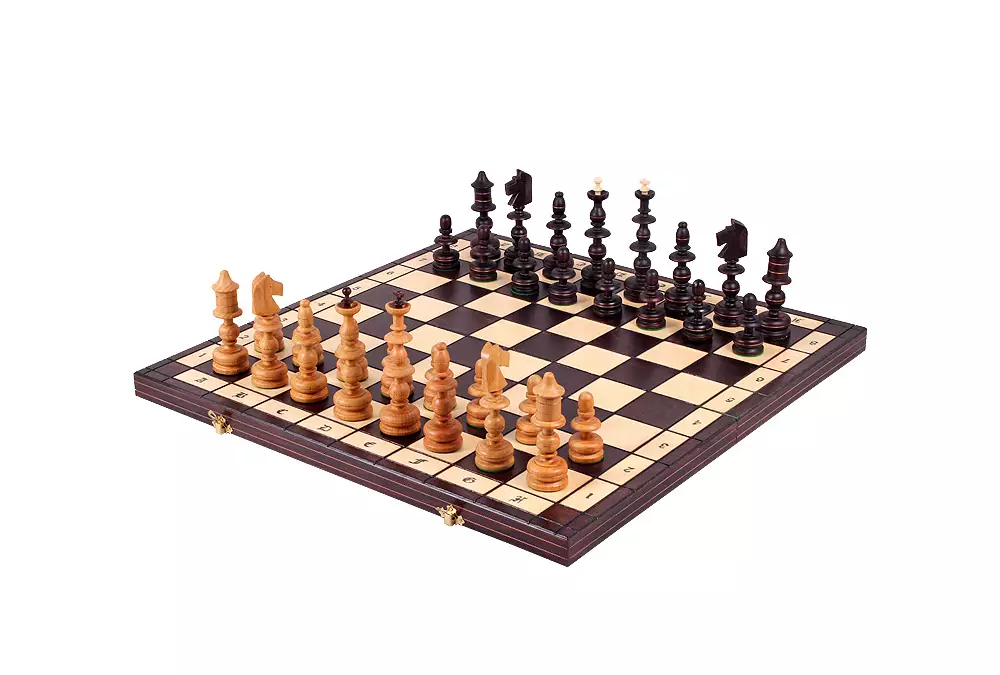 DUŻE SZACHY STAROPOLSKIE (58x58cm) Rzeźbione Drewniane