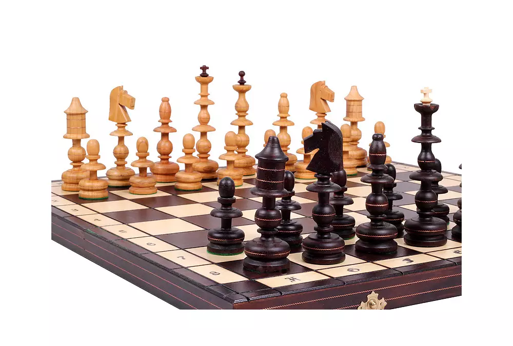 DUŻE SZACHY STAROPOLSKIE (58x58cm) Rzeźbione Drewniane