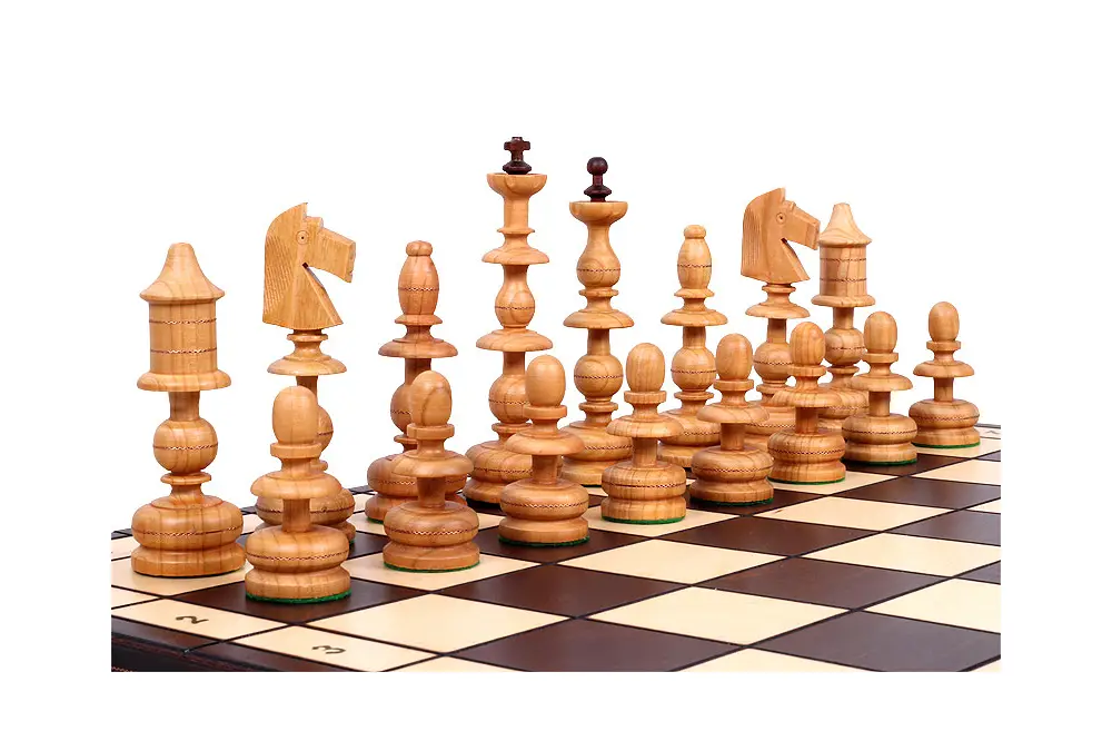 DUŻE SZACHY STAROPOLSKIE (58x58cm) Rzeźbione Drewniane