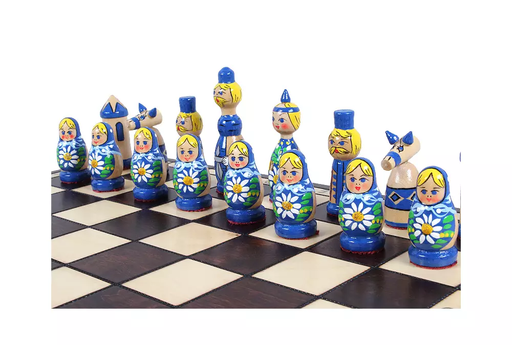 SZACHY BABUSZKI NIEBIESKIE (42x42cm)