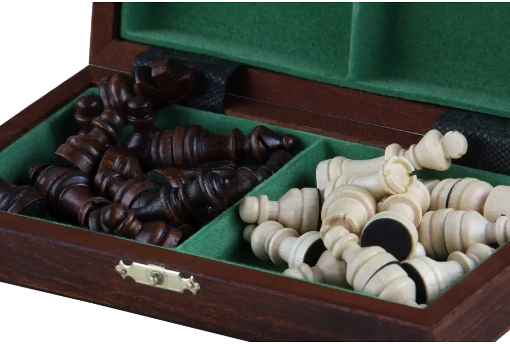 Szachy drewniane Szkolne Mini - brązowe