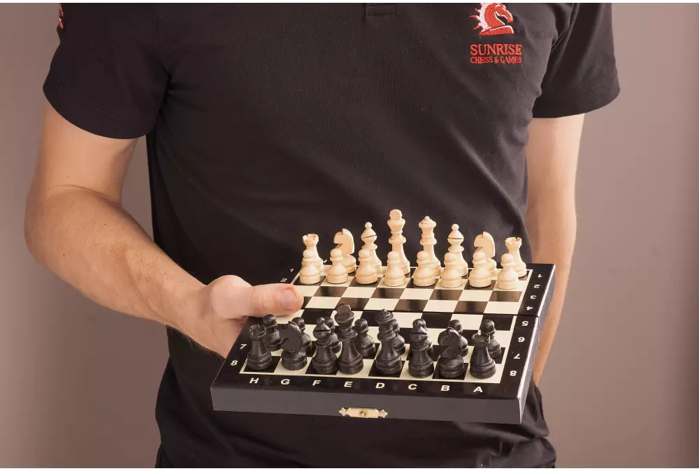 Szachy drewniane MAGNETYCZNE mini (20cm) - czarne