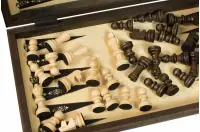 ZESTAW DREWNIANY 3 w 1 (40x40cm) SZACHY + WARCABY + BACKGAMMON