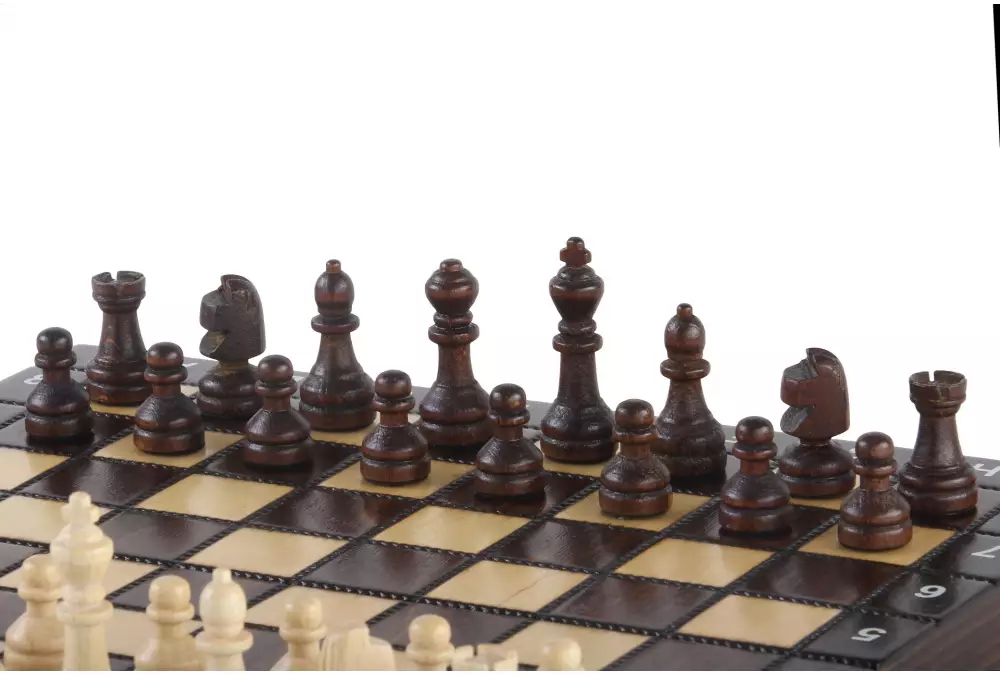 ZESTAW SZKOLNY DREWNIANY (28x28cm) - SZACHY + WARCABY + BACKGAMMON