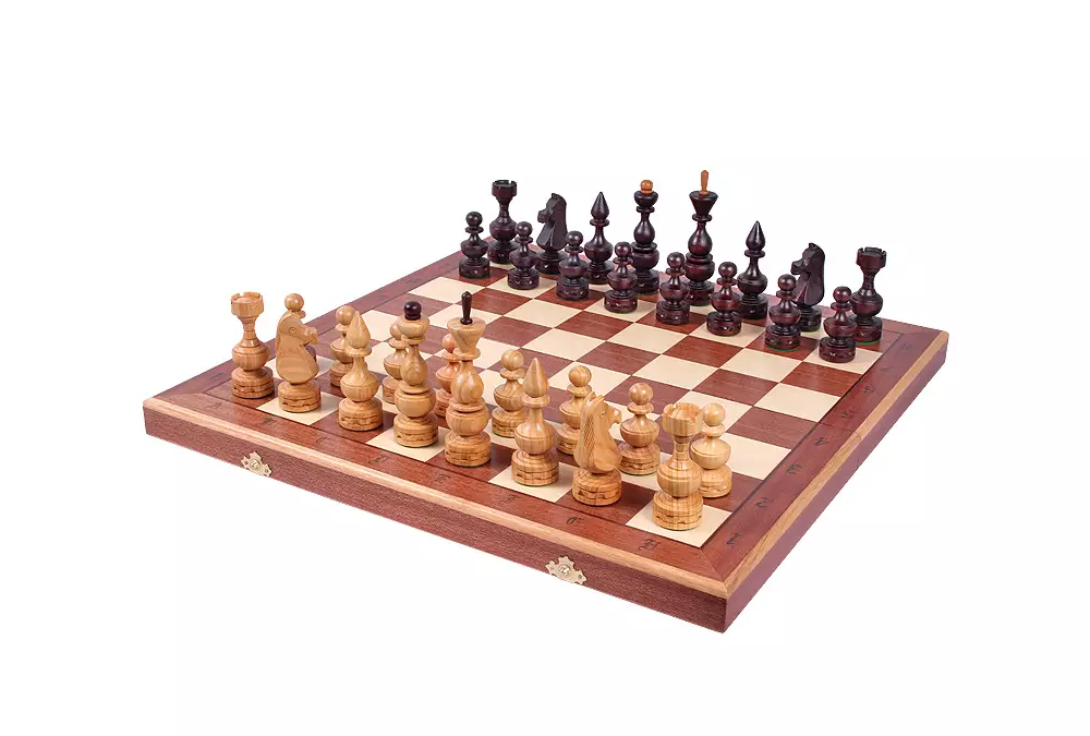 DUŻE SZACHY DEBIUT (48x48cm) intarsjowane