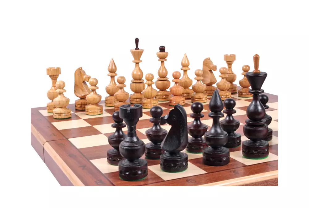 DUŻE SZACHY DEBIUT (48x48cm) intarsjowane
