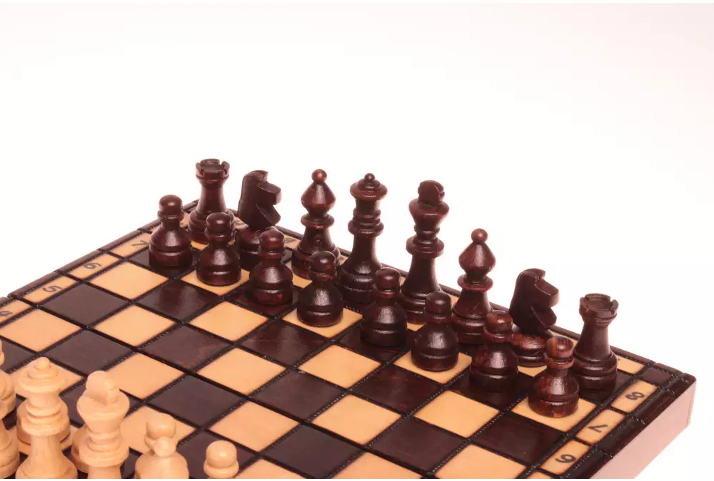 Drewniane szachy szkolne mini - wypalane