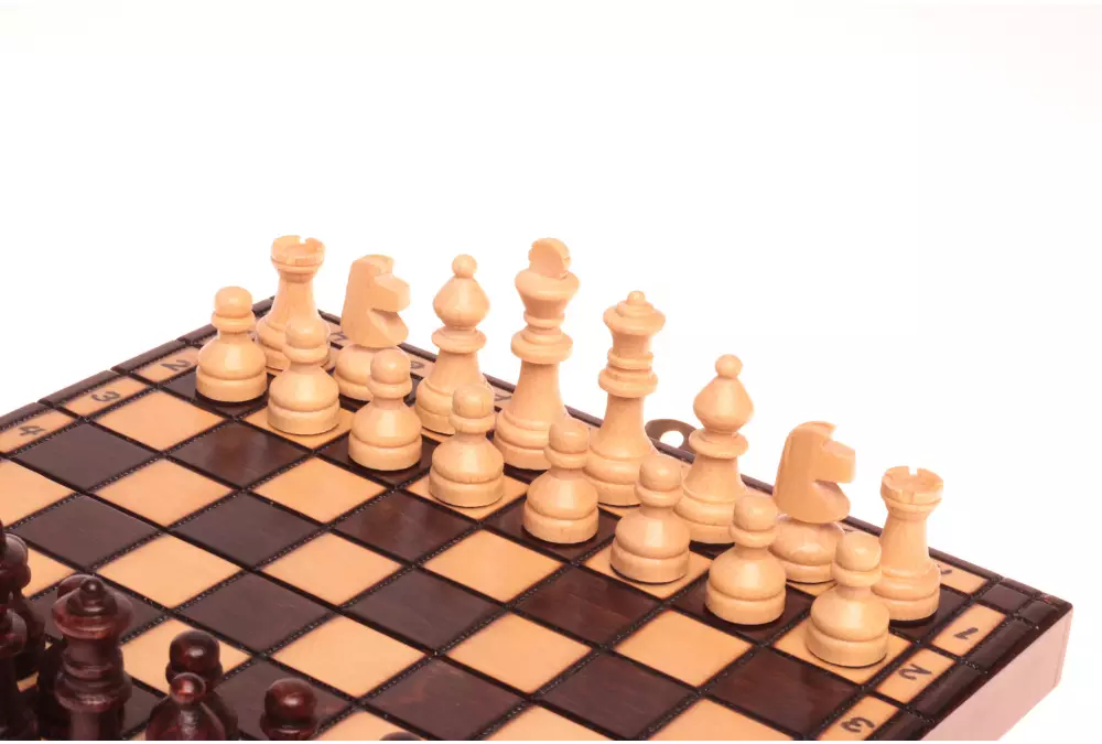 Drewniane szachy szkolne mini - wypalane