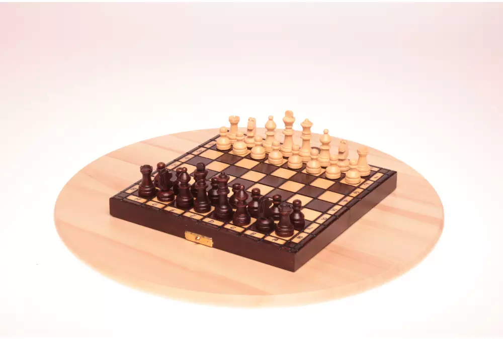 Drewniane szachy szkolne mini - wypalane