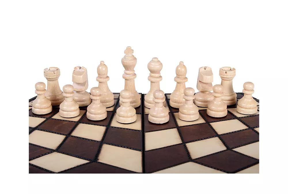 Szachy dla trójki graczy - małe (sześciokątna szachownica o boku 16 cm)