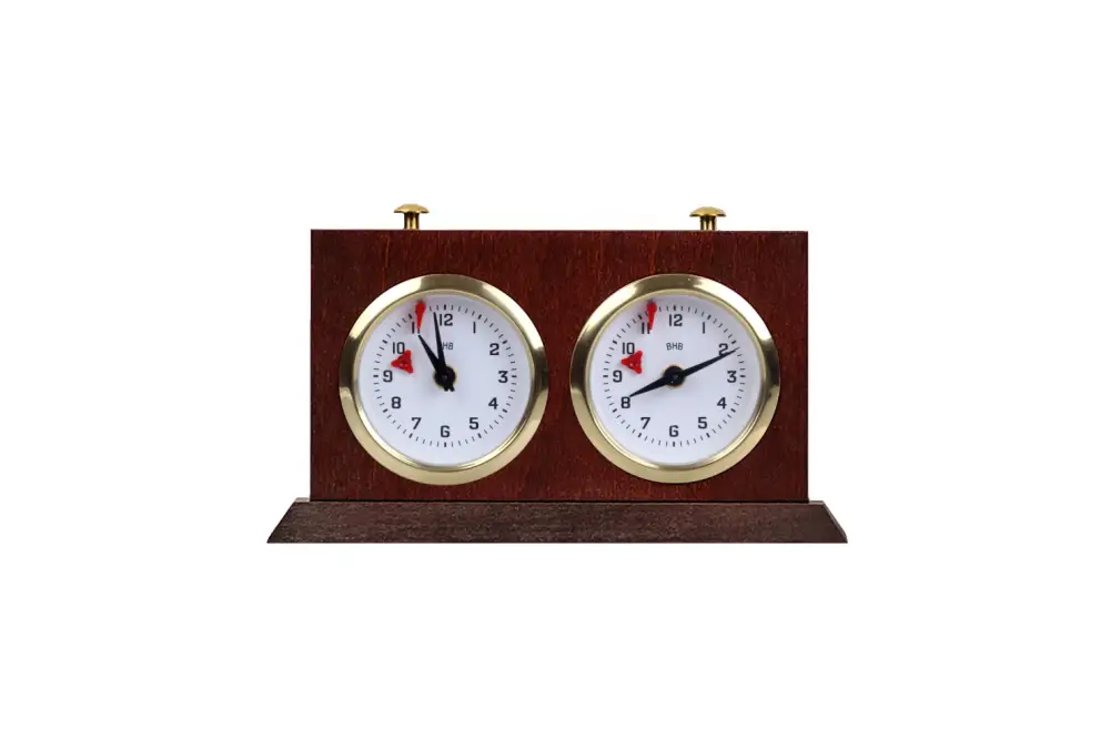 Zegar drewniany BHB z podstawką - mały, kolor mahoniowy