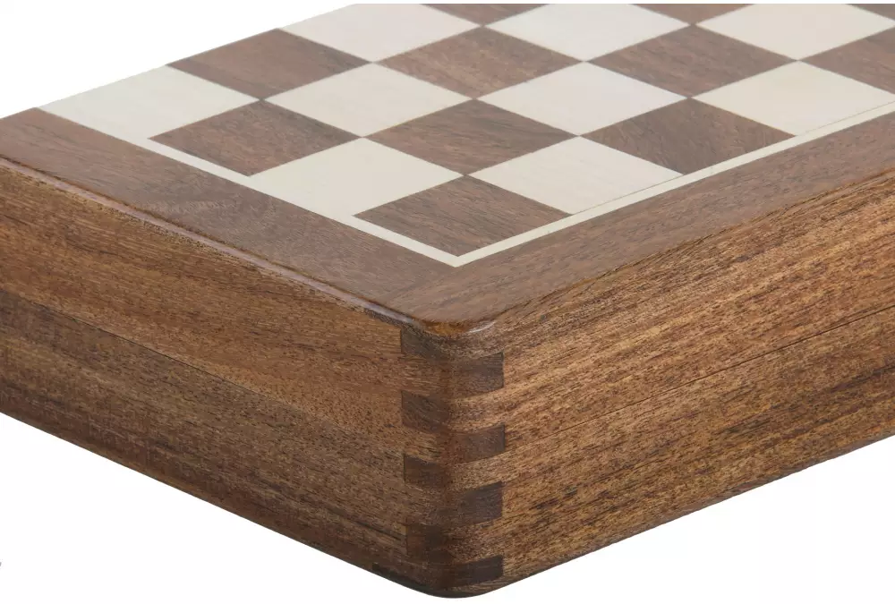 Szachy MAGNETYCZNE z intarsjowaną szachownicą 25 cm