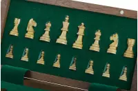 Szachy MAGNETYCZNE z intarsjowaną szachownicą 25 cm