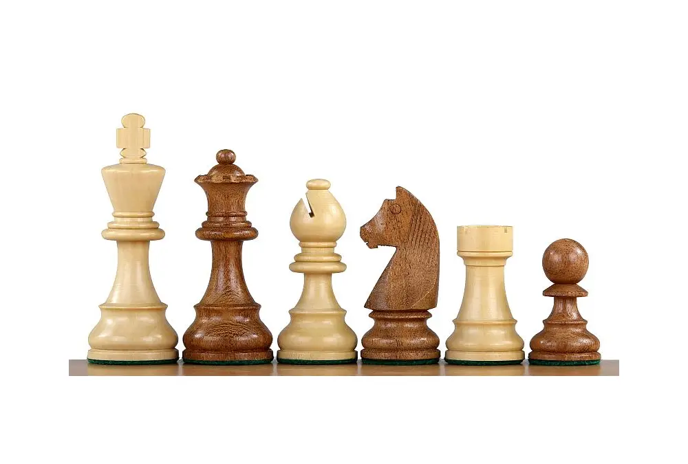 Figury Szachowe Timeless Akacja indyjska/bukszpan 3,75 cala z dodatkowymi hetmanami