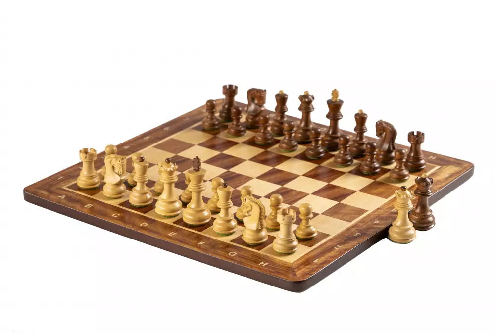 Figury szachowe Zagreb Akacja indyjska/Bukszpan 3,75 cala Rzeźbione Drewniane