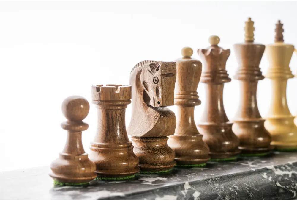 Figury szachowe Zagreb Akacja indyjska/Bukszpan 3,75 cala Rzeźbione Drewniane