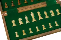 Szachy MAGNETYCZNE z intarsjowaną szachownicą 30 cm