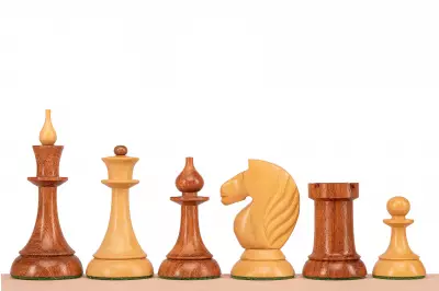 Figury szachowe Queen's Gambit 1957 akacja indyjska 3,75 cale