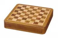 Szachy MAGNETYCZNE 18 cm z intarsjowaną szachownicą i szufladką na figury Szachy MAGNETYCZNE 18 cm z intarsjowaną szachownicą i szufladką na figury