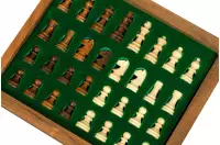 Szachy MAGNETYCZNE 18 cm z intarsjowaną szachownicą i szufladką na figury Szachy MAGNETYCZNE 18 cm z intarsjowaną szachownicą i szufladką na figury