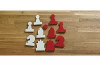 Figury magnetyczne do szachów demonstracyjnych, białe/czerwone (król 75 mm) Figury magnetyczne do szachów demonstracyjnych, białe/czerwone (król 75 mm)