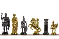 Metalizowane figury szachowe stylizowane na Cesarstwo Rzymskie, dociążane metalem (król 98 mm)