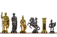 Metalizowane figury szachowe stylizowane na Cesarstwo Rzymskie, dociążane metalem (król 98 mm)