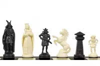 Figury szachowe stylizowane na Wikingów, kremowo-czarne (król 98 mm)
