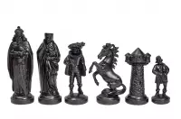 Figury szachowe stylizowane na Średniowiecze, kremowo-czarne (król 98 mm) Figury szachowe stylizowane na Średniowiecze, kremowo-czarne (król 98 mm)