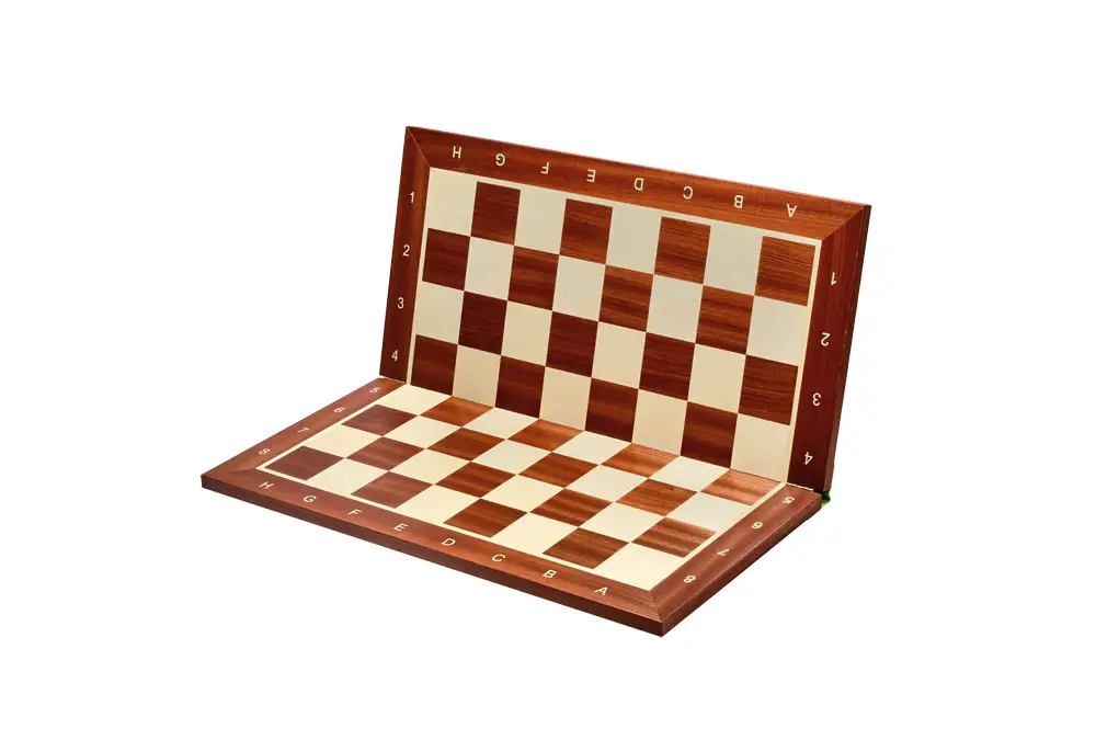 Deska szachowa składana nr 6 (z opisem) mahoń/klon (intarsja)