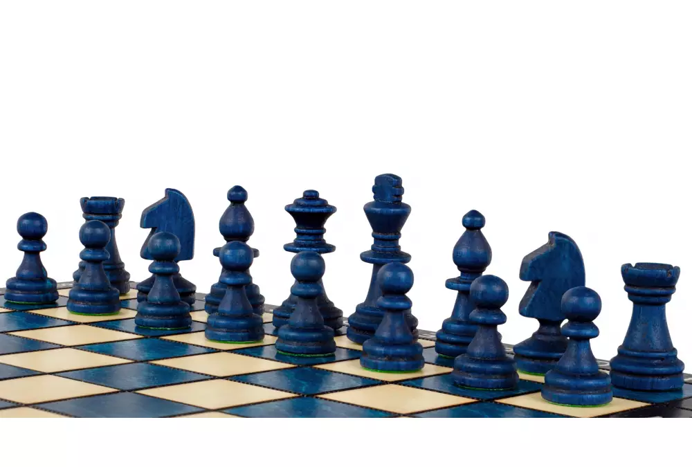 SZACHY MAGNETYCZNE DREWNIANE - NIEBIESKIE