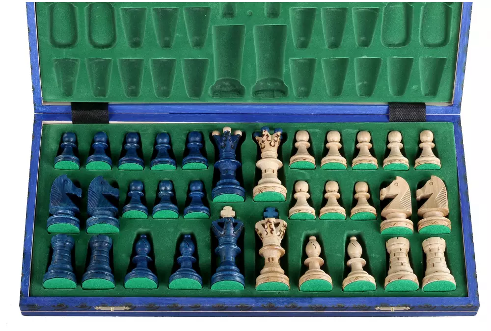 duże Szachy AMBASADOR - NIEBIESKIE (54cm)