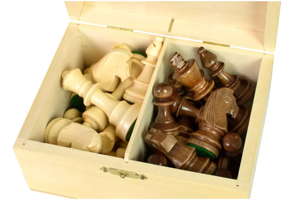 Figury szachowe Sunrise Staunton 4 (król 80 mm) w jasnym kuferku