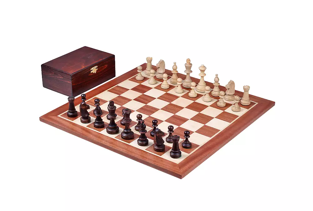 Figury szachowe Staunton nr 5 w drewnianym kuferku