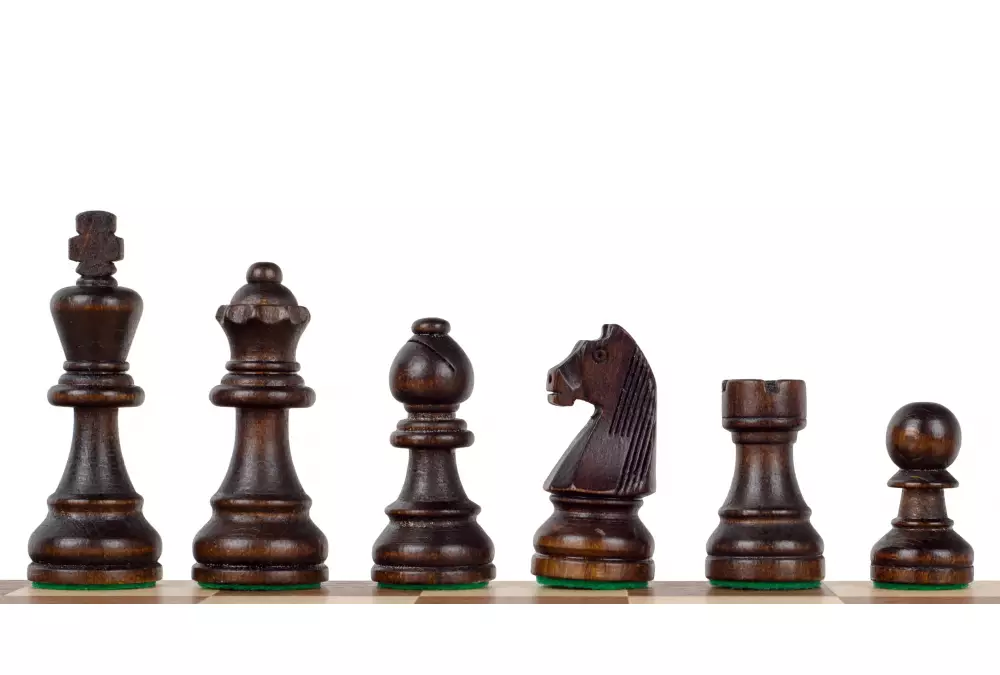 Zestaw szachowy turniejowy - figury szachowe drewniane CHW26 JM z dodatkowymi hetmanami (król 90 mm) + szachownica tekturowa składana o polu 55 mm + w