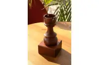 Puchar szachowy drewniany - Czarna wieża (20 cm)