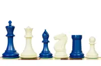 Figury szachowe Exclusive Staunton nr 6, białe/niebieskie, dociążane metalem (król 95 mm) Figury szachowe Exclusive Staunton nr 6, białe/niebieskie, dociążane metalem (król 95 mm)